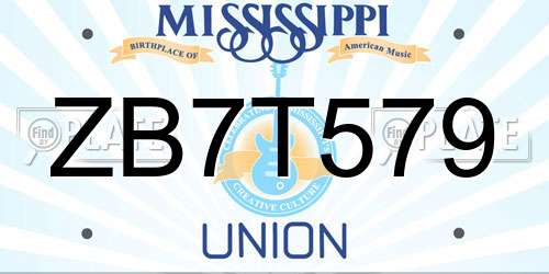 ZB7T579 Mississippi License Plate
