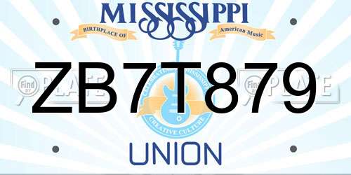ZB7T879 Mississippi License Plate
