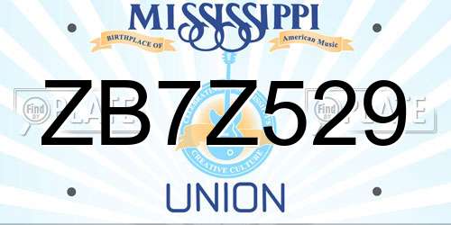 ZB7Z529 Mississippi License Plate