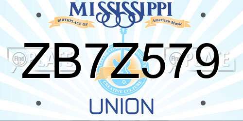 ZB7Z579 Mississippi License Plate