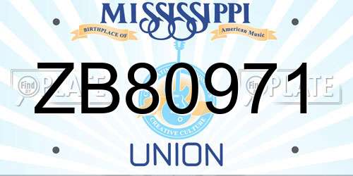ZB80971 Mississippi License Plate