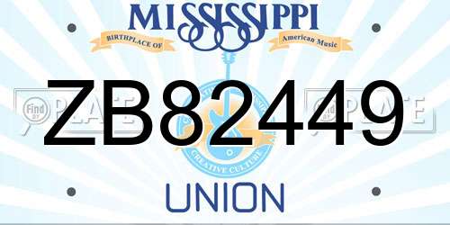 ZB82449 Mississippi License Plate