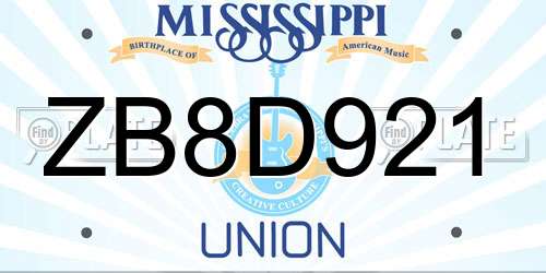 ZB8D921 Mississippi License Plate