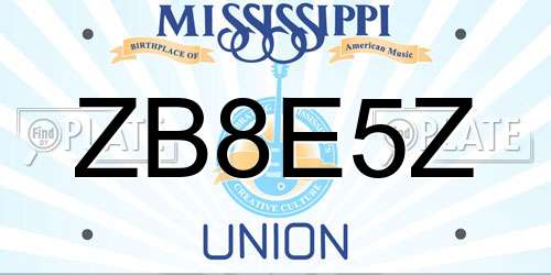 ZB8E5Z Mississippi License Plate