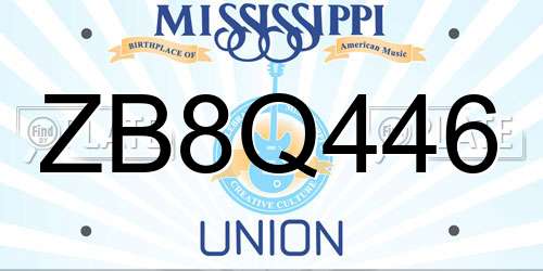 ZB8Q446 Mississippi License Plate