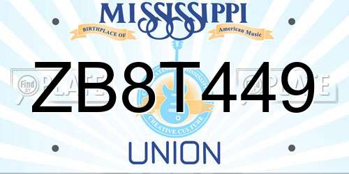 ZB8T449 Mississippi License Plate