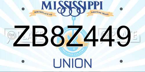 ZB8Z449 Mississippi License Plate