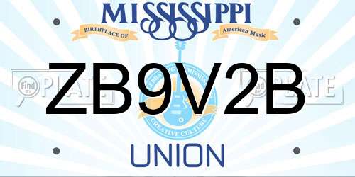 ZB9V2B Mississippi License Plate