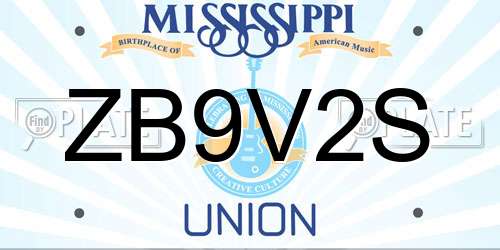 ZB9V2S Mississippi License Plate
