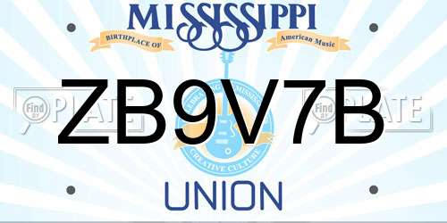 ZB9V7B Mississippi License Plate