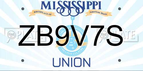 ZB9V7S Mississippi License Plate