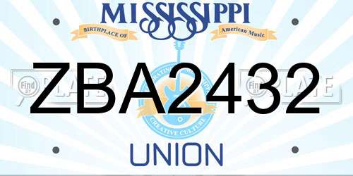 ZBA2432 Mississippi License Plate