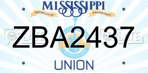 ZBA2437 Mississippi License Plate