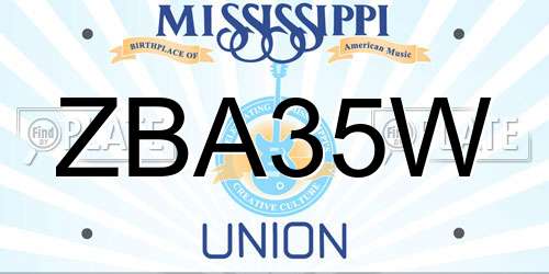 ZBA35W Mississippi License Plate