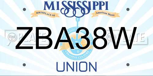ZBA38W Mississippi License Plate