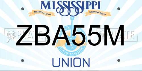 ZBA55M Mississippi License Plate