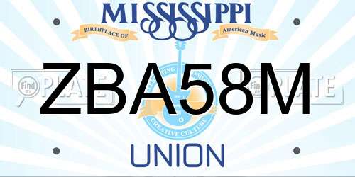 ZBA58M Mississippi License Plate