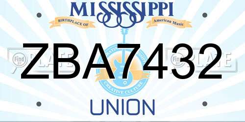 ZBA7432 Mississippi License Plate