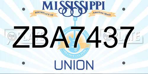 ZBA7437 Mississippi License Plate