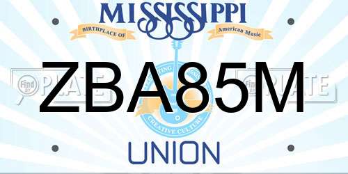 ZBA85M Mississippi License Plate