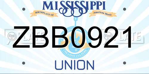 ZBB0921 Mississippi License Plate