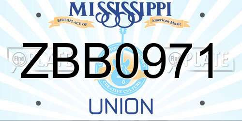ZBB0971 Mississippi License Plate
