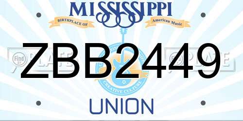 ZBB2449 Mississippi License Plate