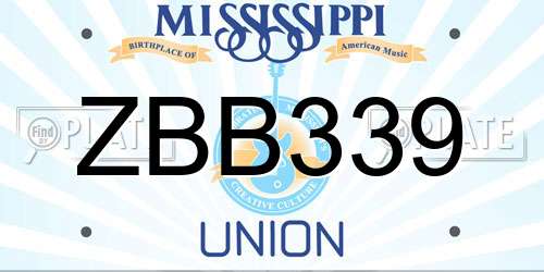 ZBB339 Mississippi License Plate