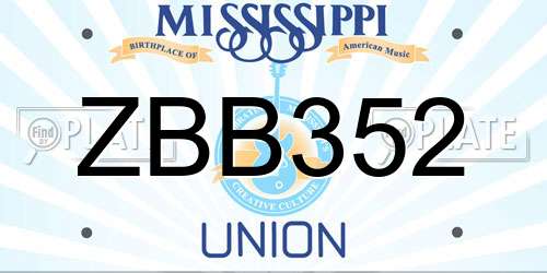 ZBB352 Mississippi License Plate