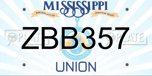 ZBB357 Mississippi License Plate