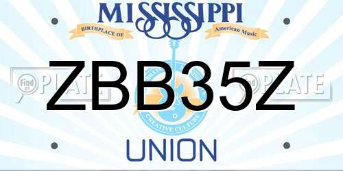 ZBB35Z Mississippi License Plate