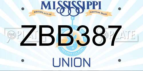 ZBB387 Mississippi License Plate