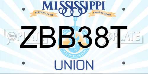 ZBB38T Mississippi License Plate