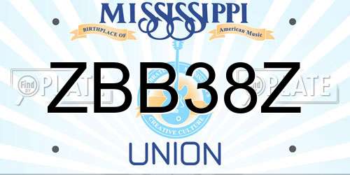 ZBB38Z Mississippi License Plate