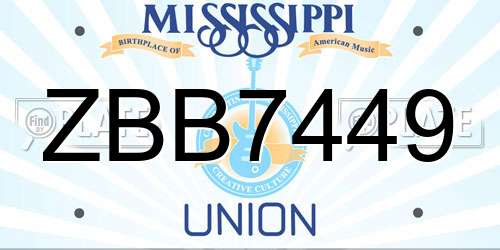 ZBB7449 Mississippi License Plate