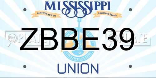 ZBBE39 Mississippi License Plate