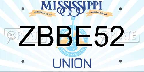 ZBBE52 Mississippi License Plate