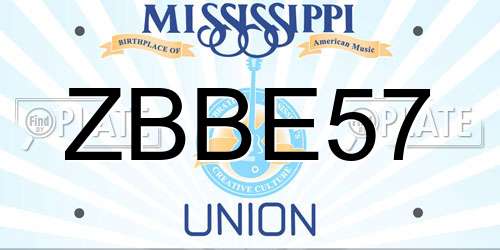 ZBBE57 Mississippi License Plate