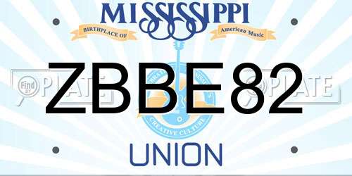 ZBBE82 Mississippi License Plate