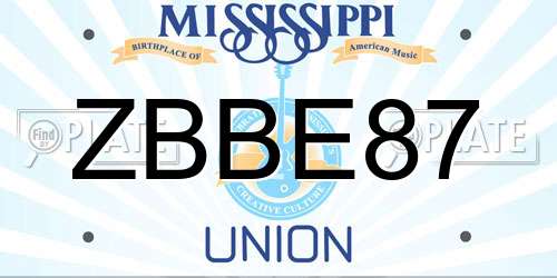 ZBBE87 Mississippi License Plate