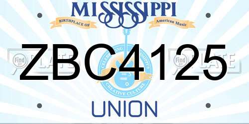 ZBC4125 Mississippi License Plate