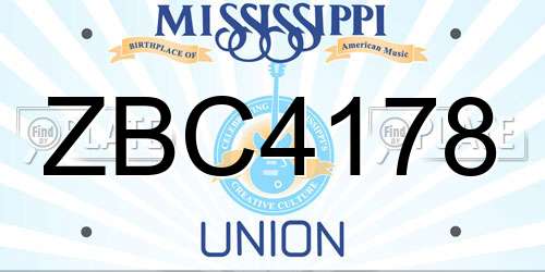 ZBC4178 Mississippi License Plate