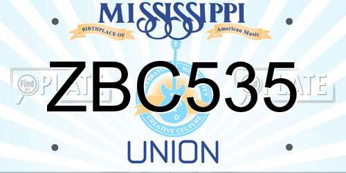 ZBC535 Mississippi License Plate