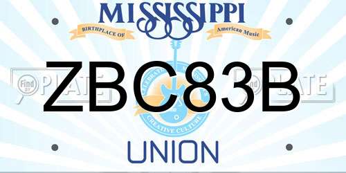 ZBC83B Mississippi License Plate