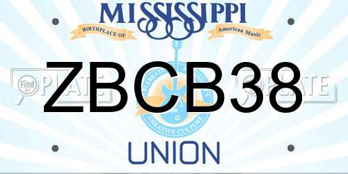 ZBCB38 Mississippi License Plate