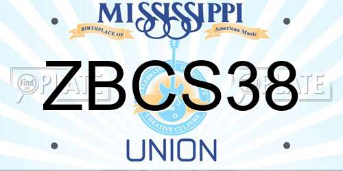 ZBCS38 Mississippi License Plate