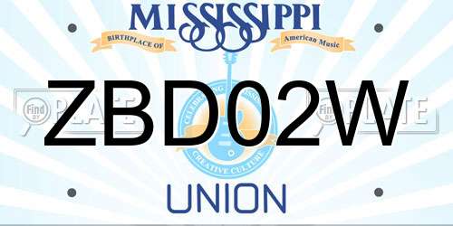 ZBD02W Mississippi License Plate