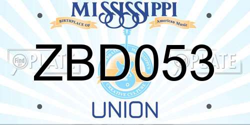 ZBD053 Mississippi License Plate