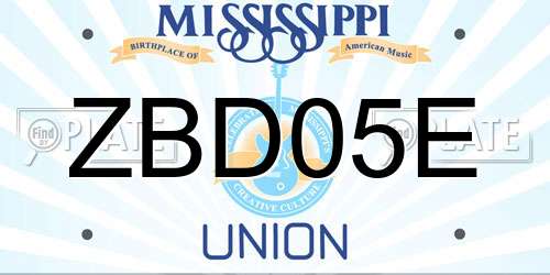 ZBD05E Mississippi License Plate