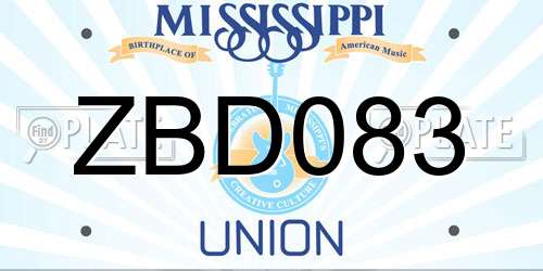 ZBD083 Mississippi License Plate